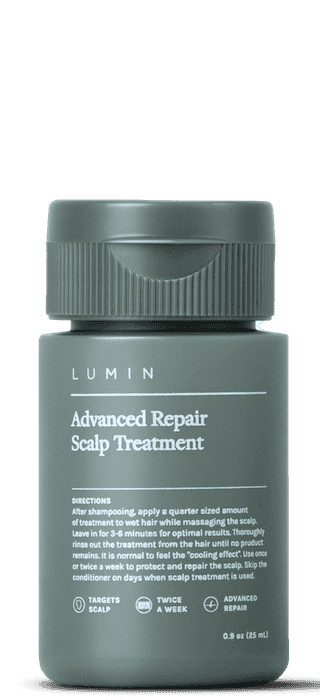 Lumin Advanced Repair Scalp Treatment bottle, moisturizing scalp care product for hair repair, 0.9 oz packaging