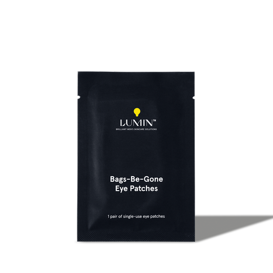 Lumin Bags-Be-Gone single-use men's eye patches for under eye puffiness and dark circles skincare.